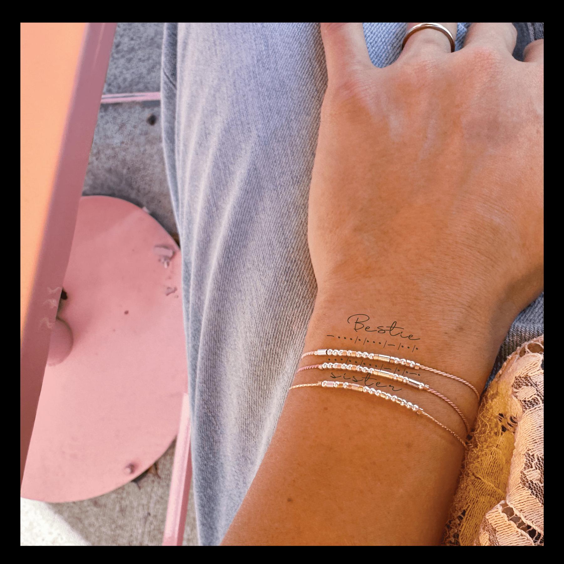 Bestie Bracelet - Ava - Silver & Rose Gold Bracelet - Olivia Cactus Morse and Dainty Jewelry