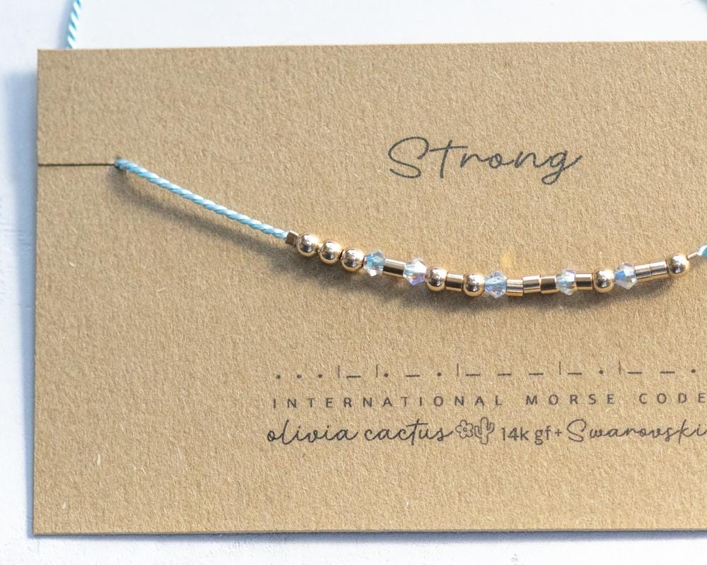 Morse Code Bracelet w/ Swarovski Crystals