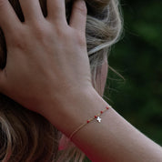 14k Gold Cross Bracelet with Bright Pink Accents, Baptism Gift, First Communion, Mothers Day