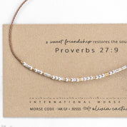 Sweet Friendship Morse Code Bracelet. Proverbs 27:9 or Custom Bible Verse. Silver, GoldFilled Gift.