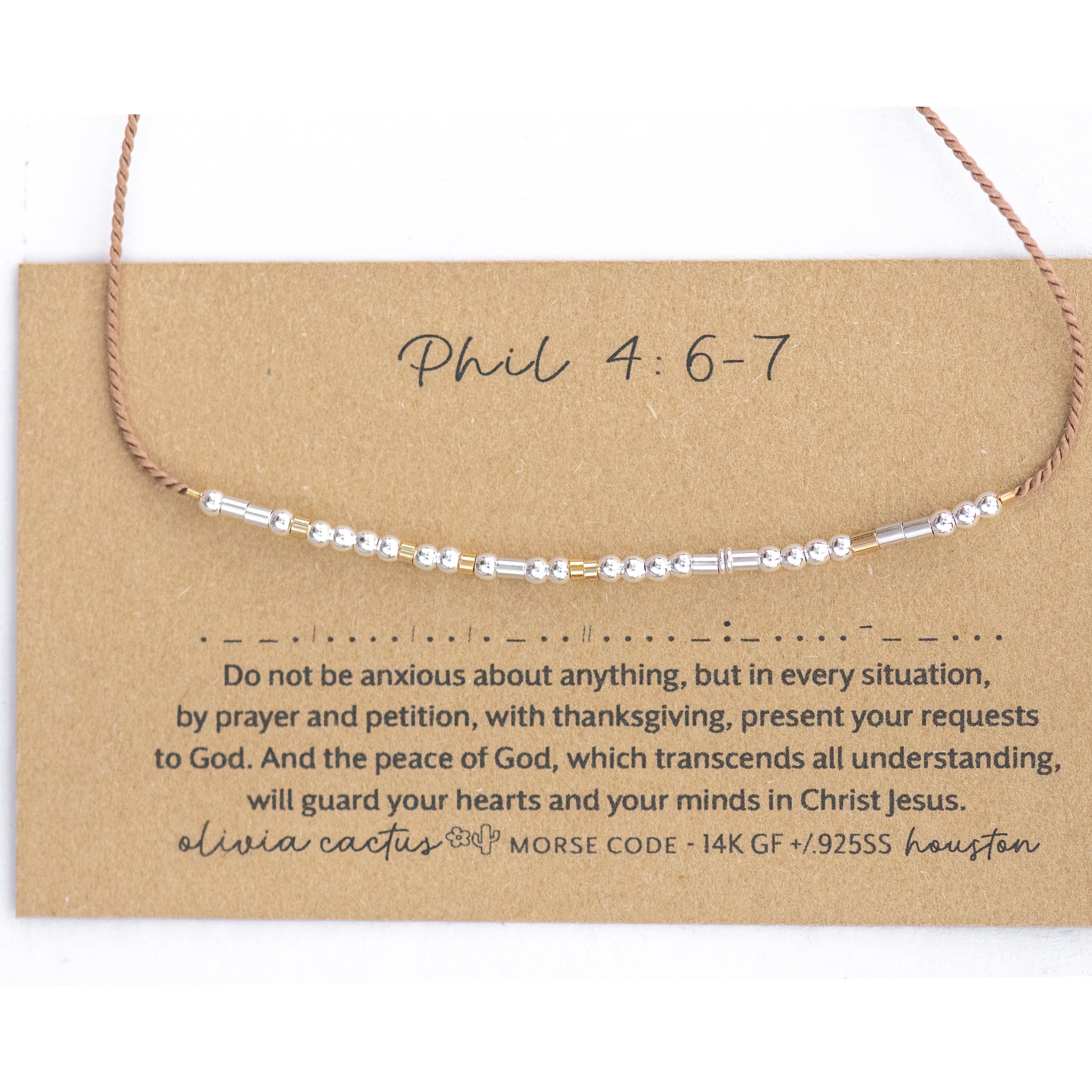Do not be Anxious Morse Code Bracelet. Philippians 4:6 Bible Verse Christian Graduation Gift