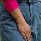 14k Gold Cross Bracelet with Bright Pink Accents, Baptism Gift, First Communion, Mothers Day