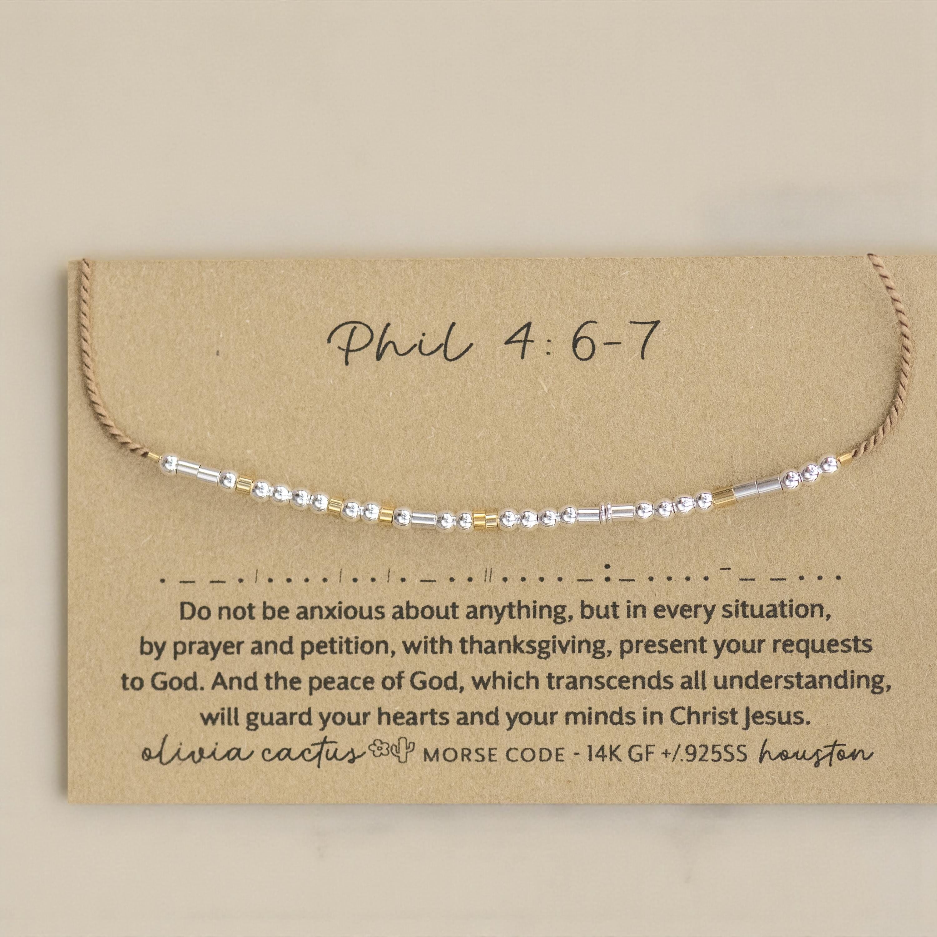 Do Not Be Anxious Morse code bracelet minimalist Christian jewelry