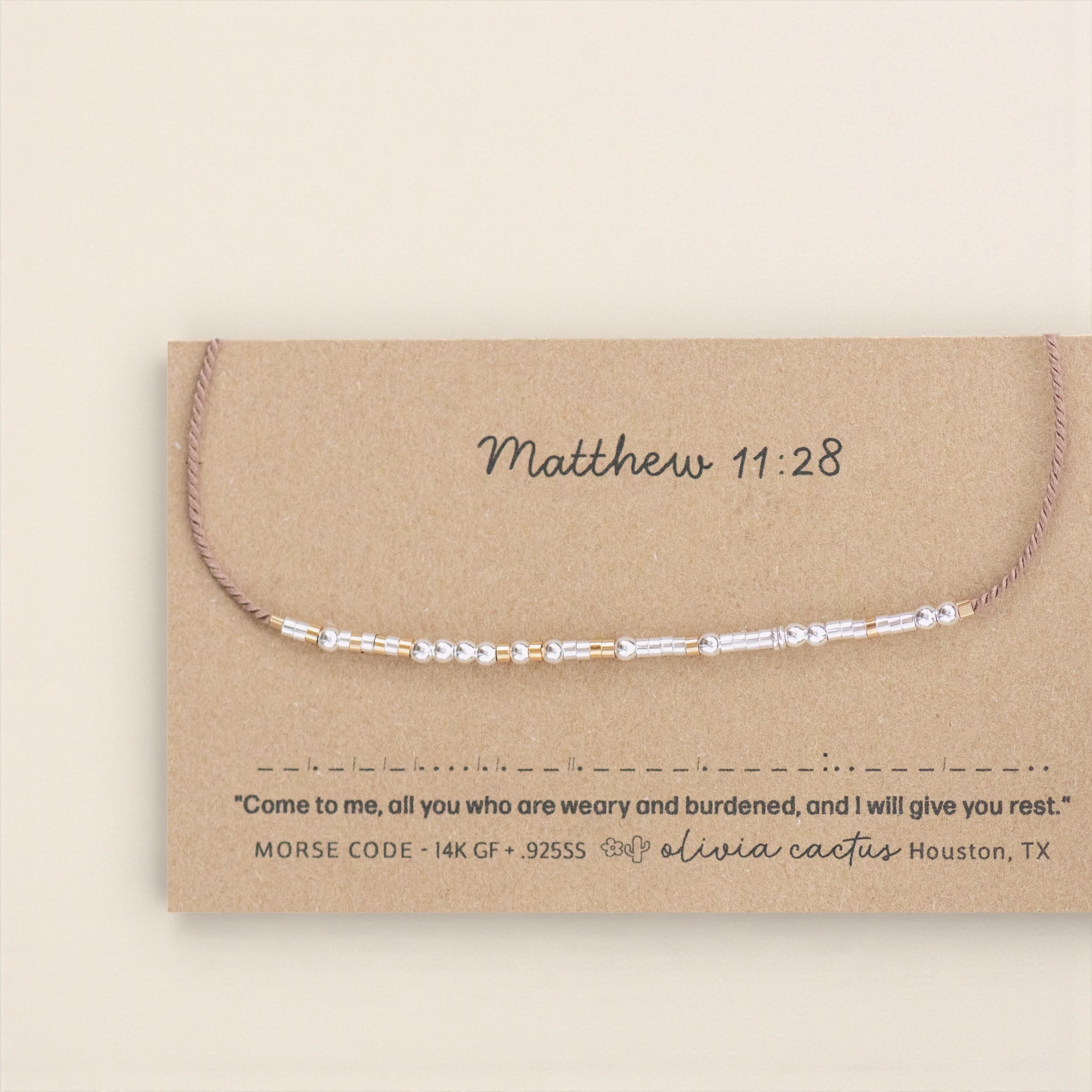 Matthew 11:28 Morse Code Bracelet