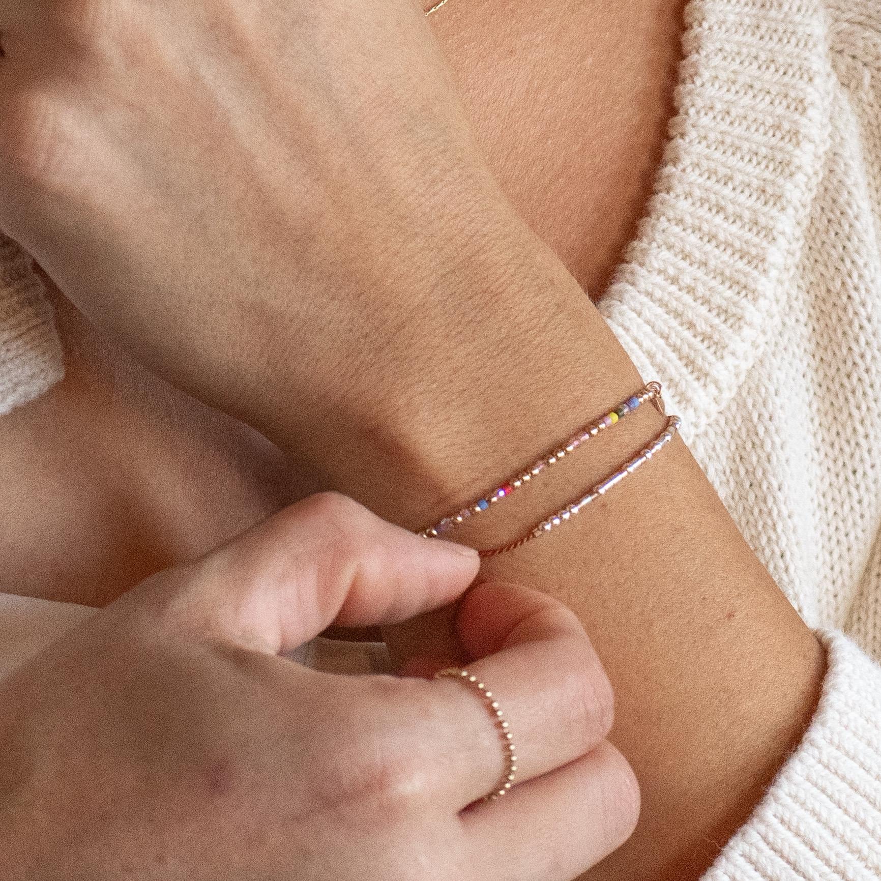 Custom Sterling Silver Morse Code Bracelet on Silk Cord - Personalized Gift for Her