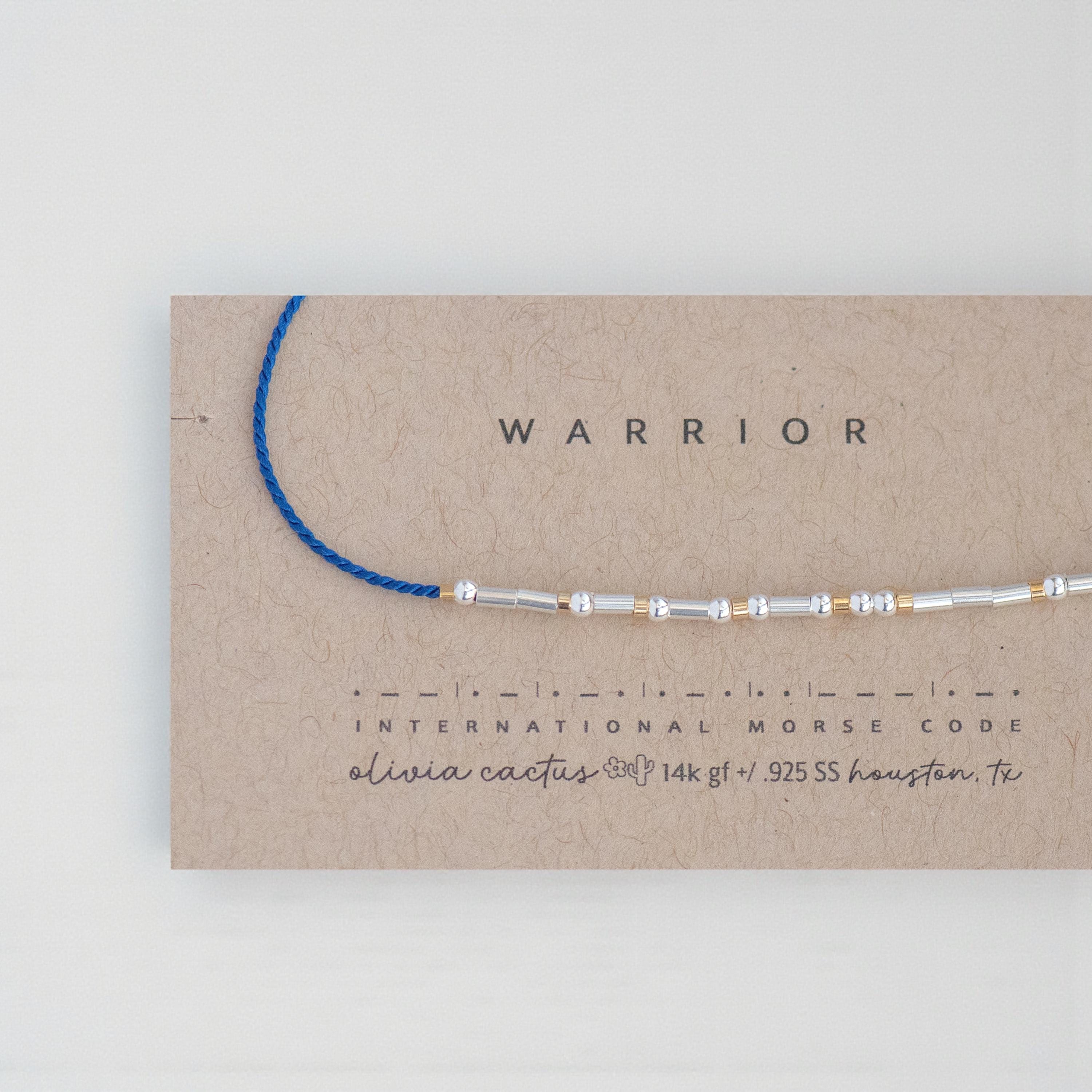 Morse Code Bracelet: Sterling Silver Beads, Strength on Pink or Custom Word, Color