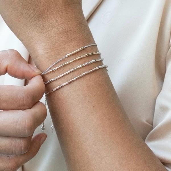 Be Strong - Sterling on Silk Morse Code Bracelet