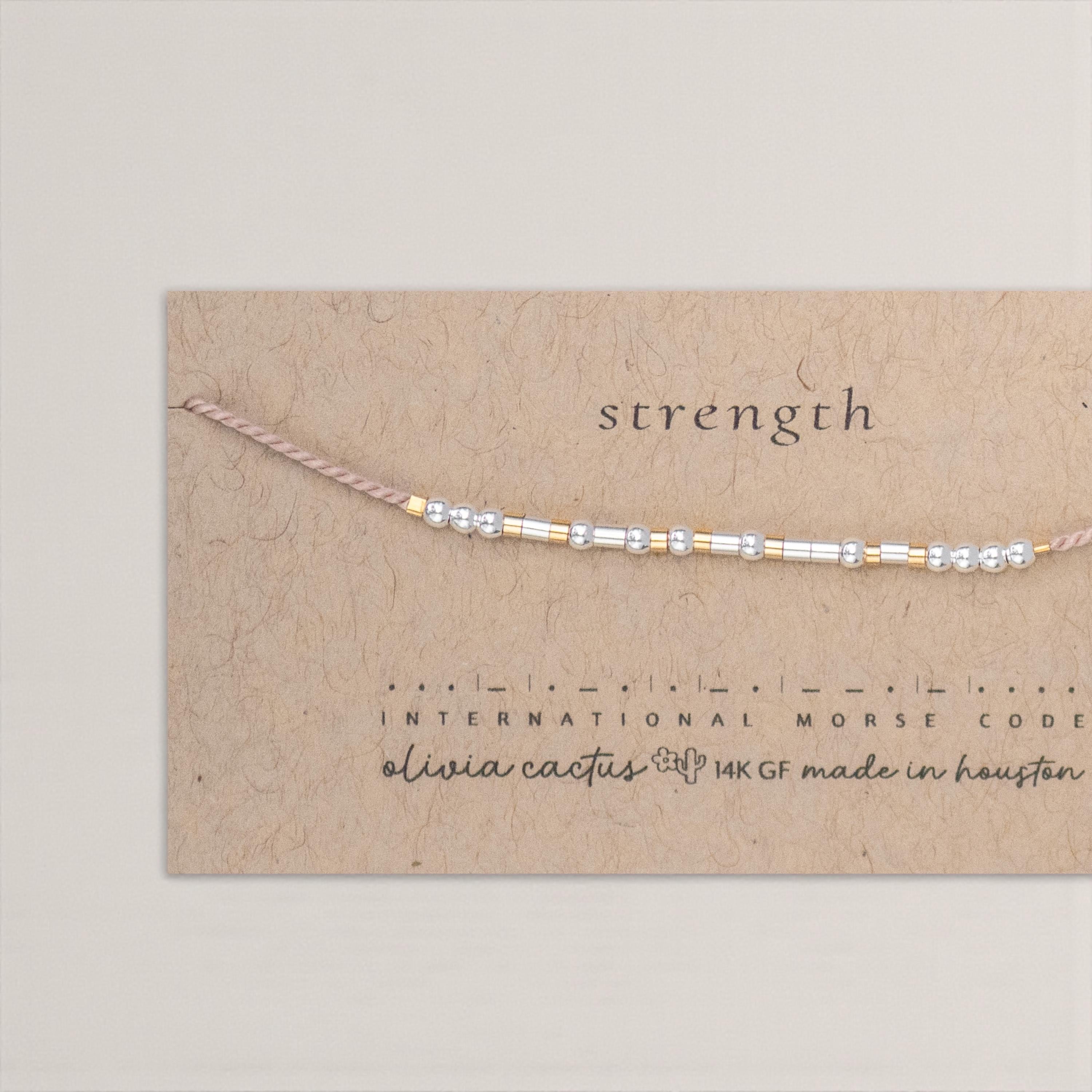 Be Strong - Sterling on Silk Morse Code Bracelet