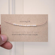 Morse Code Bracelet: Sterling Silver Beads, Strength on Pink or Custom Word, Color