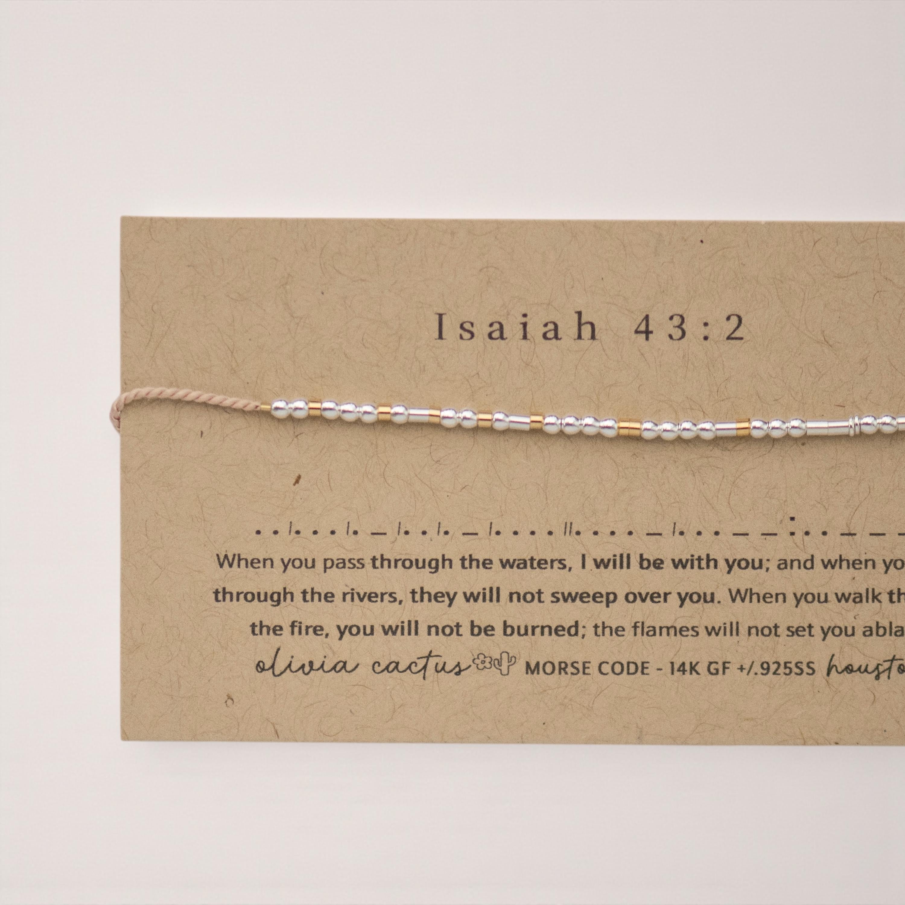 Isaiah 43:2 Morse Code Bracelet - I Will Be With You Bible Verse, Encouragement Gift