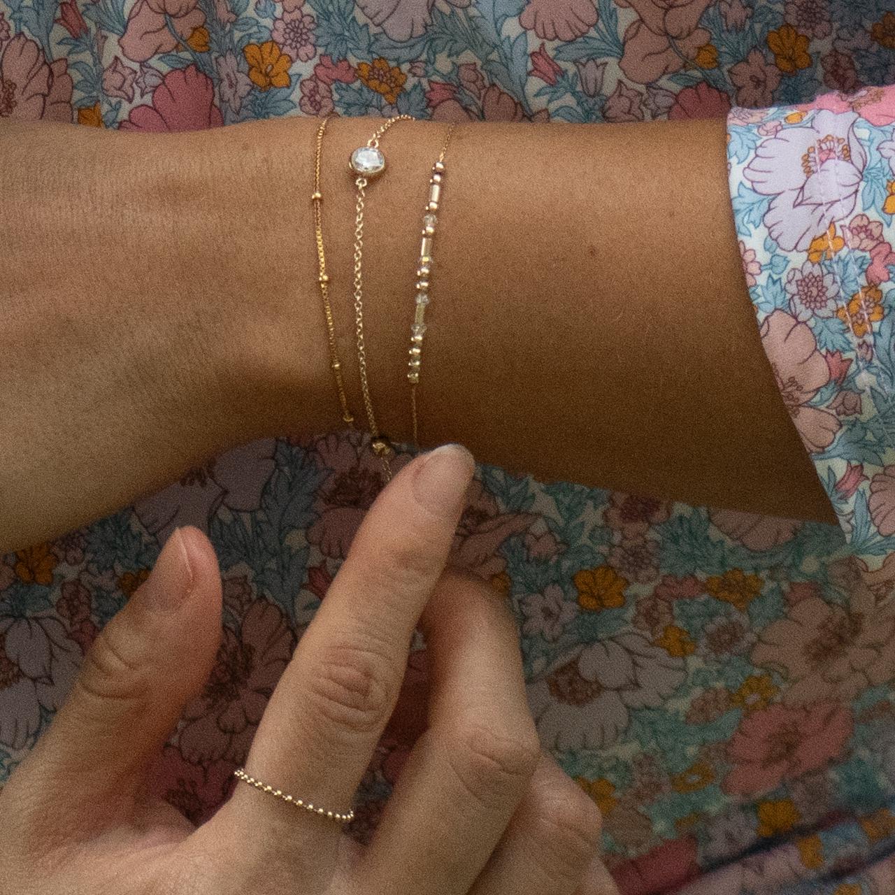 Solitaire Diamond Cut CZ Gold (GF) Chain Bracelet