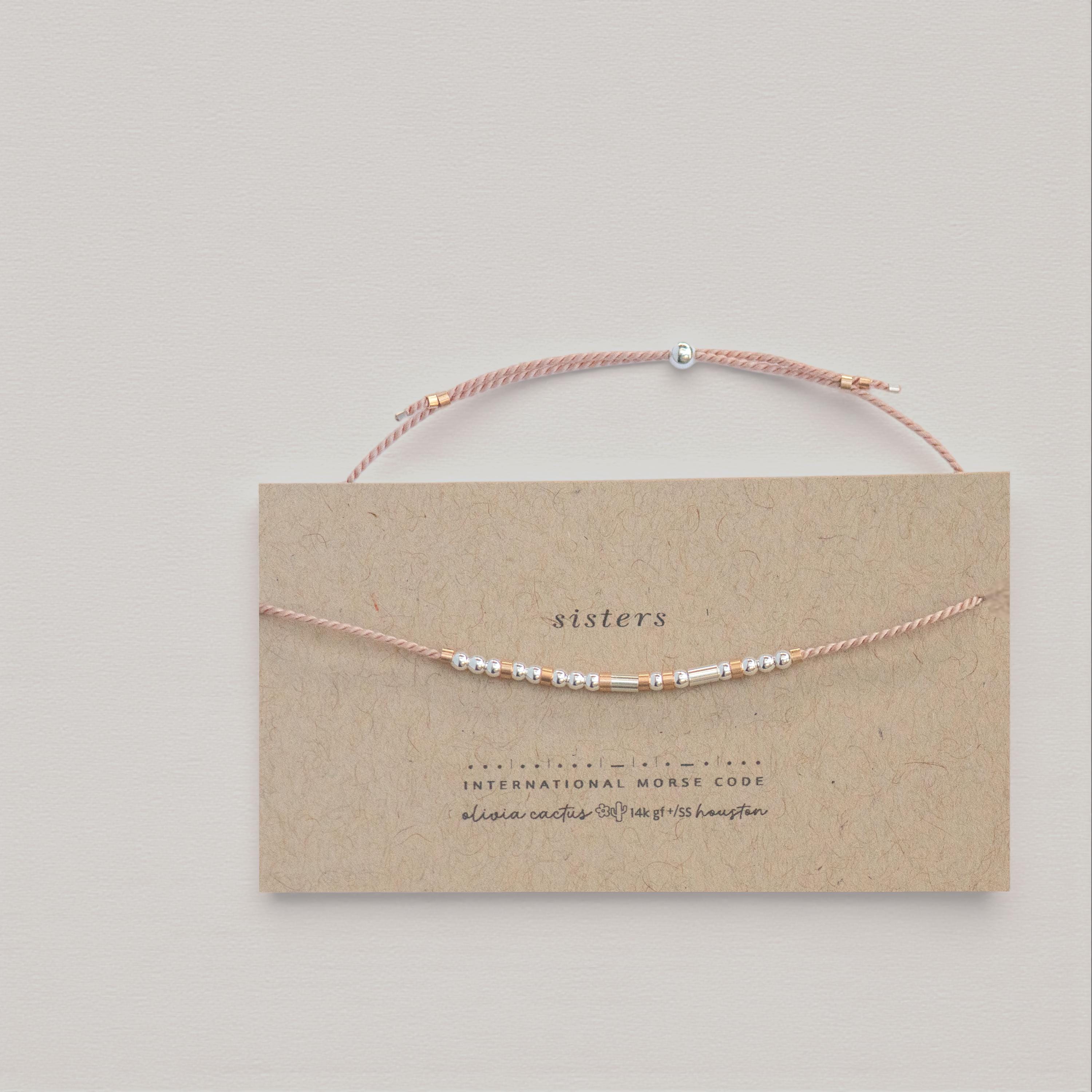 Custom Morse Code Bracelet, Silver & Rose Gold Beads, Friendship Jewelry