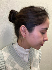 Charm hoop earrings in 14k gold filled, worn