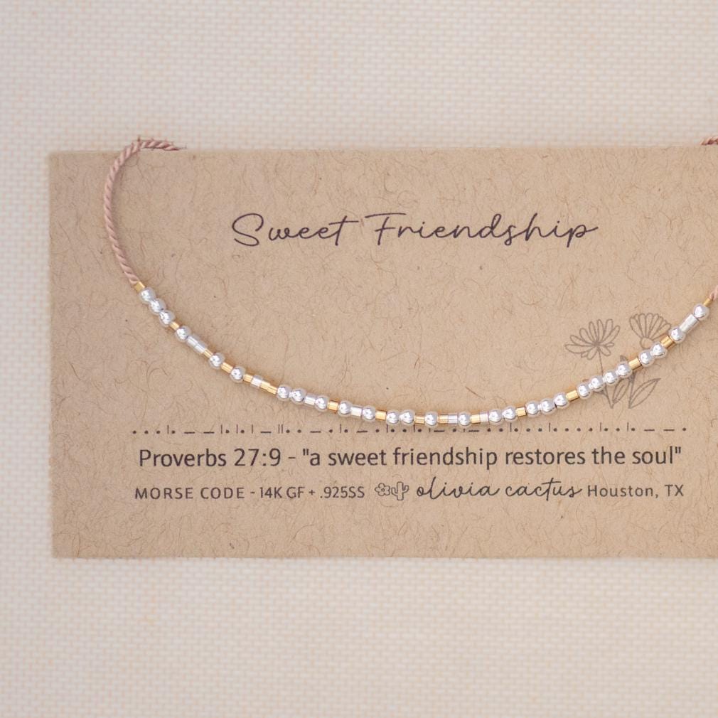 Custom Sterling Silver Morse Code Bracelet on Silk Cord