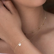 Heart lock gold chain bracelet