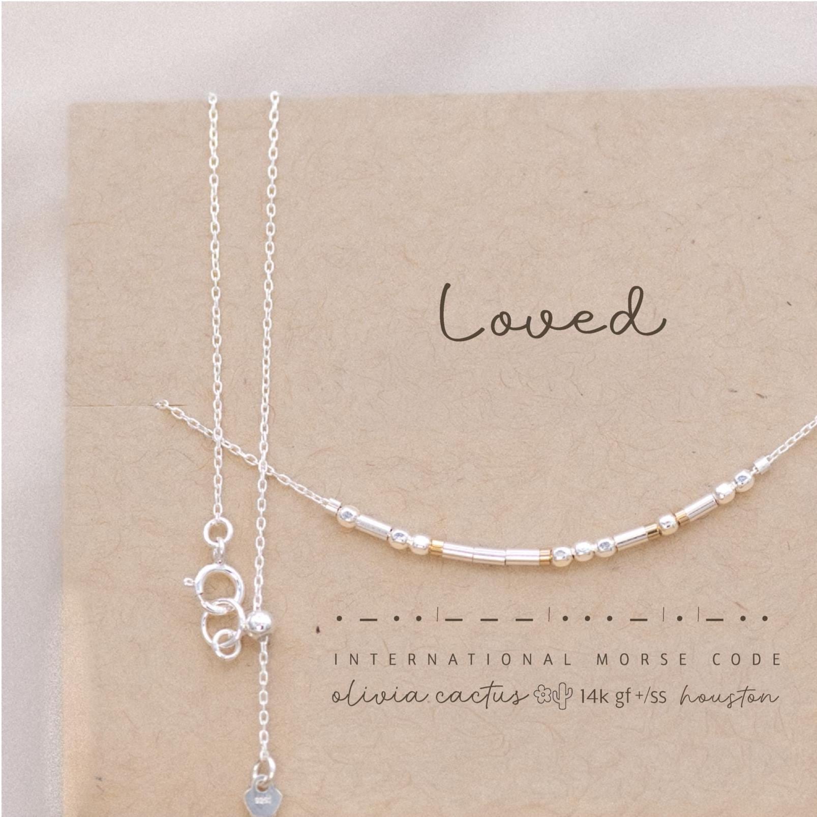 Custom Sterling Silver Morse Code Necklace, Hidden Message, Loved or Personalized Birthday Gift