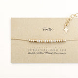 Gold Morse Code Bracelet, Tiny Cross Charm, Swarovski - Faith, Confirmation, Baptism Gift for Women