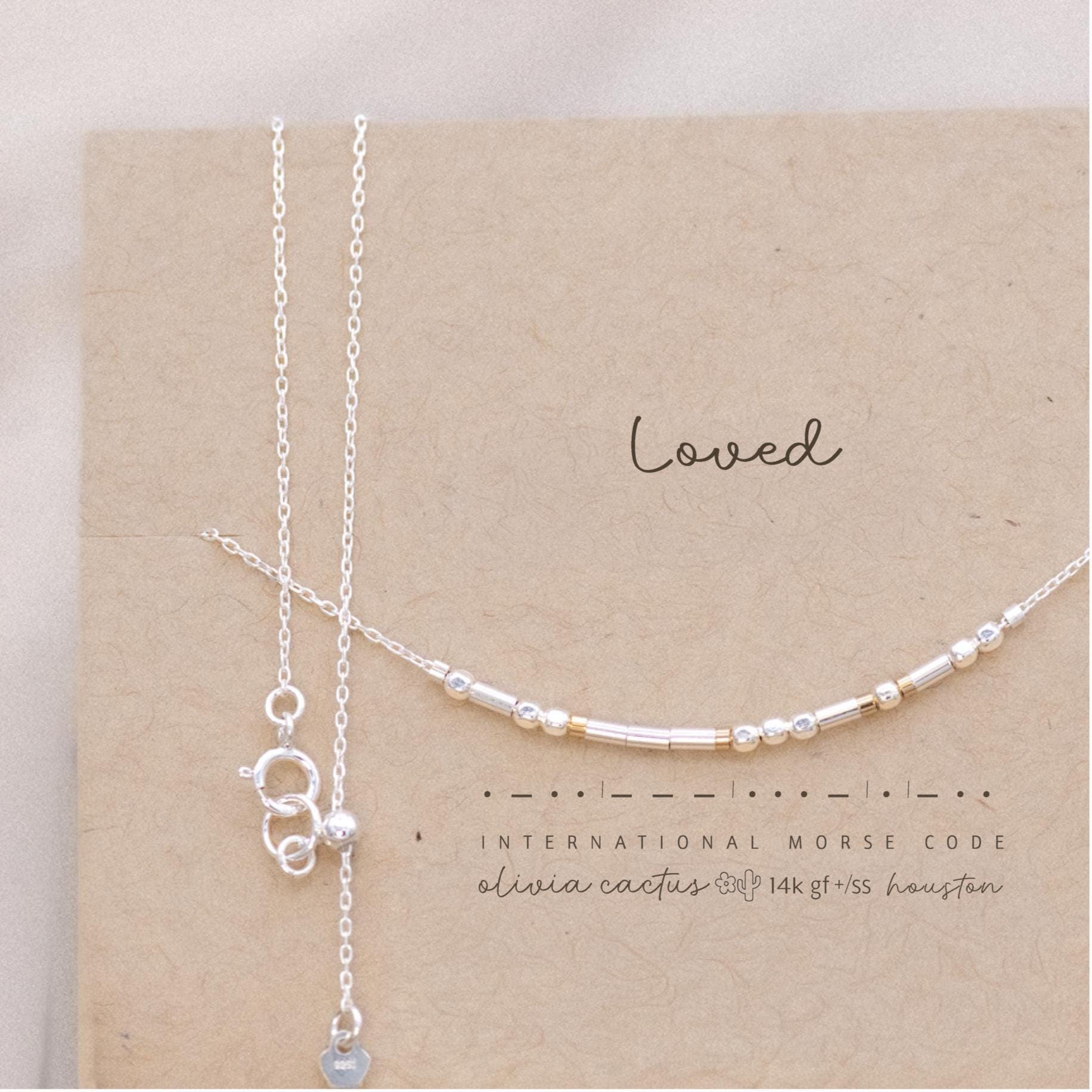 Custom Sterling Silver Morse Code Necklace, Hidden Message, Loved or Personalized Birthday Gift