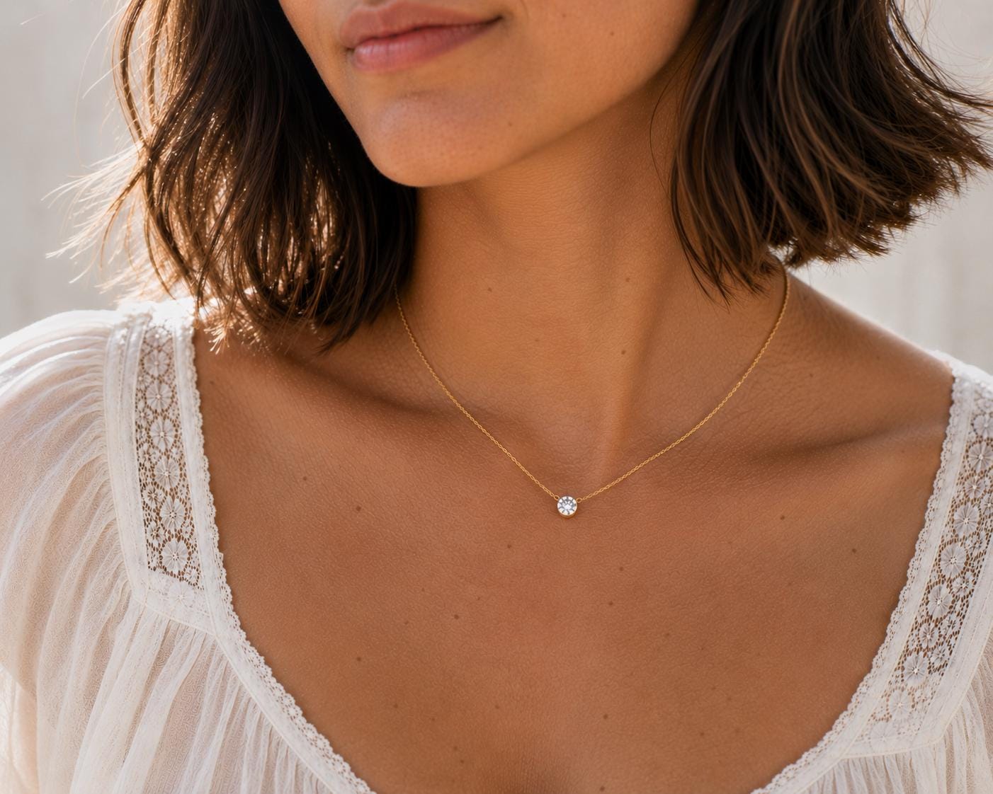 Nasreen Solitaire Necklace | Dainty CZ, 14k Gold Filled