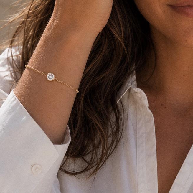 Solitaire Diamond Cut CZ Gold (GF) Chain Bracelet