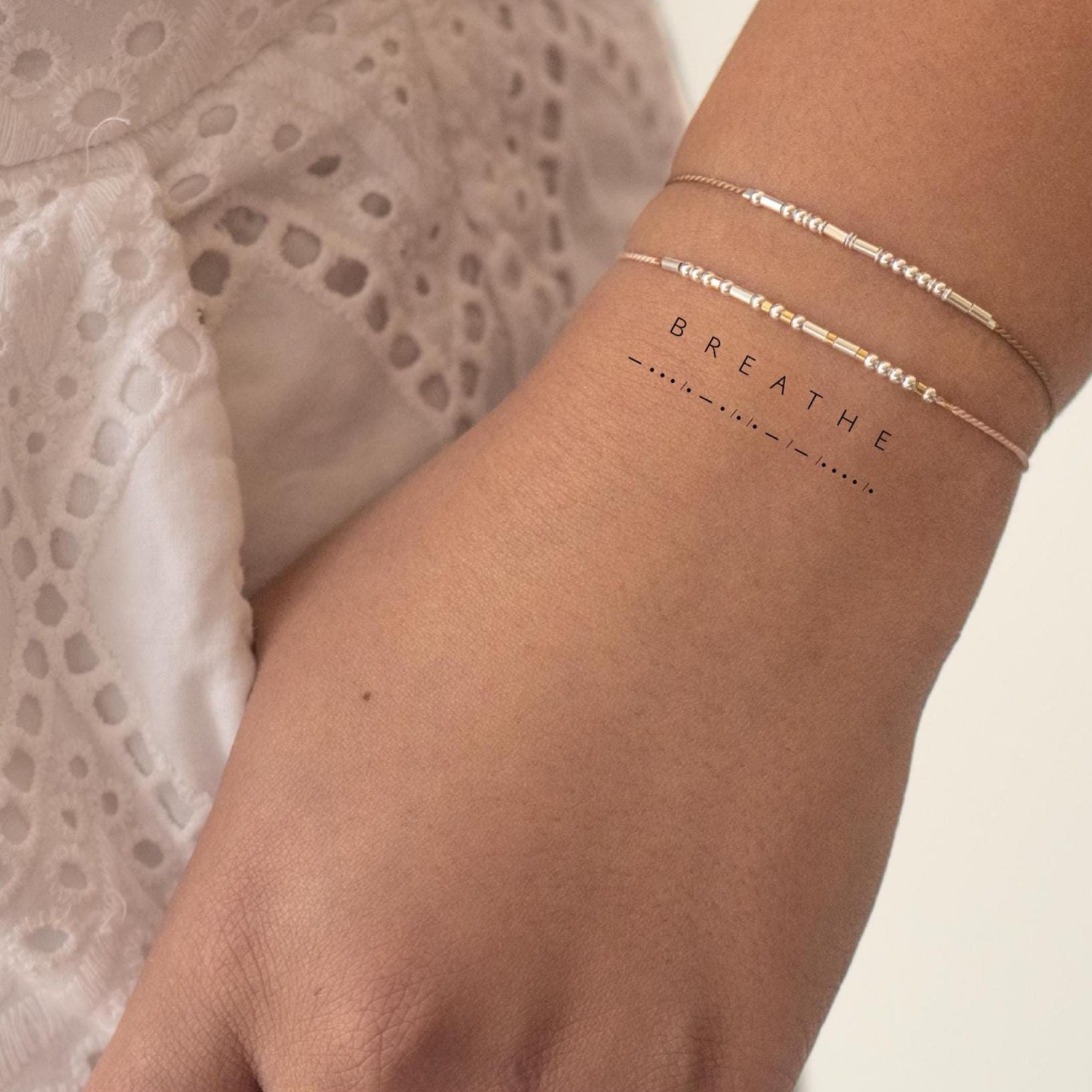 Custom Sterling Silver Morse Code Bracelet on Silk Cord - Personalized Gift for Her