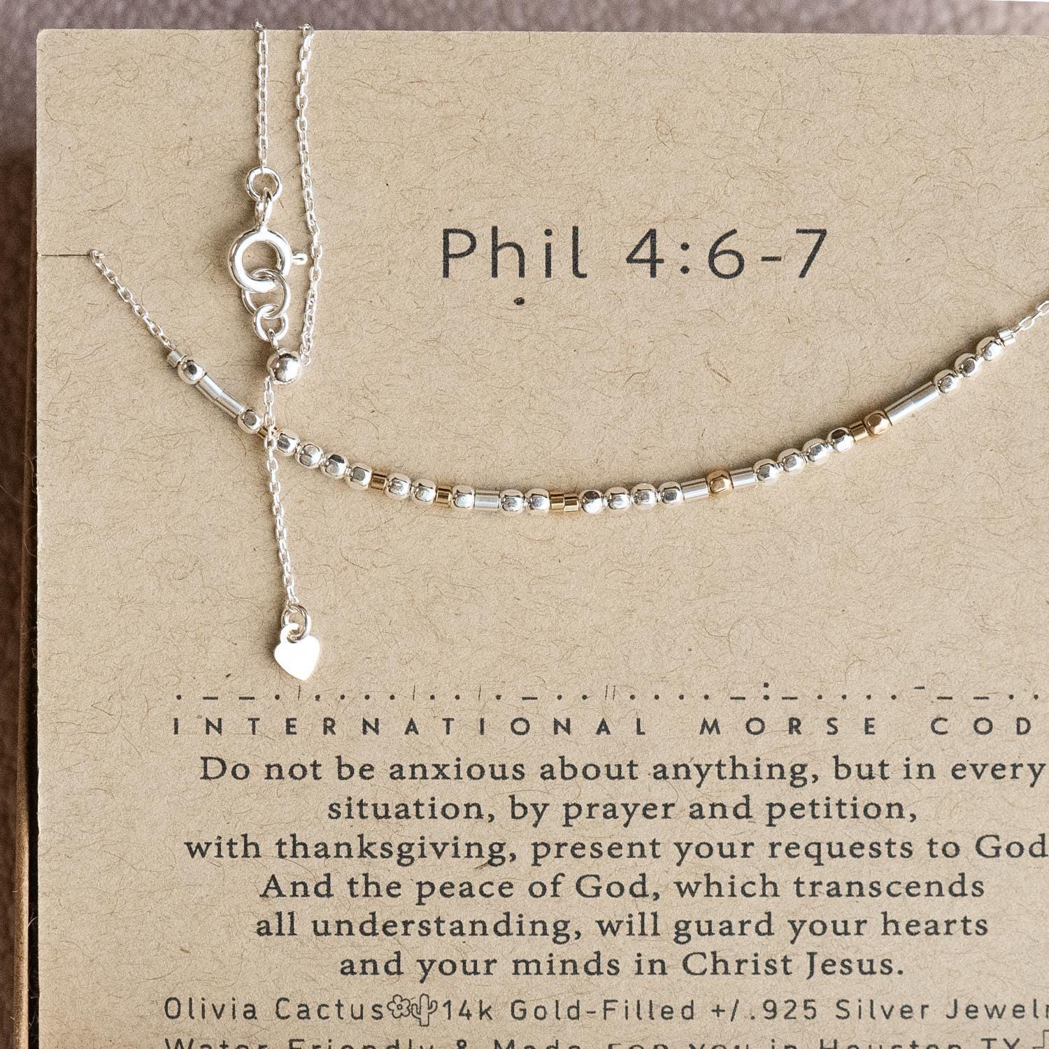 Philippians 4:6-7 Morse Code Necklace