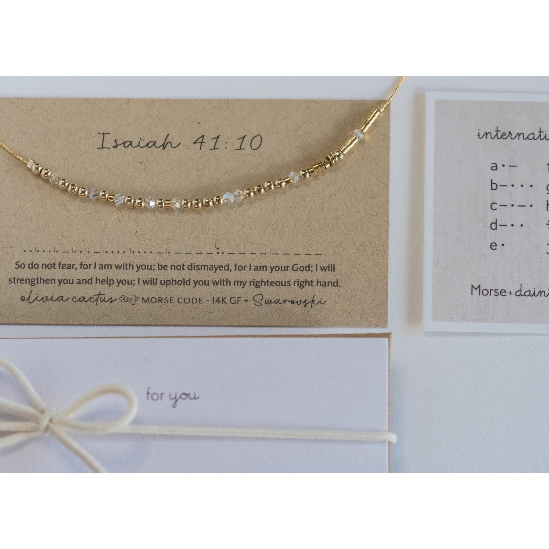 Isaiah 41:10 Morse Code Bracelet - Dainty 14K Gold & Silver Jewelry by Olivia Cactus