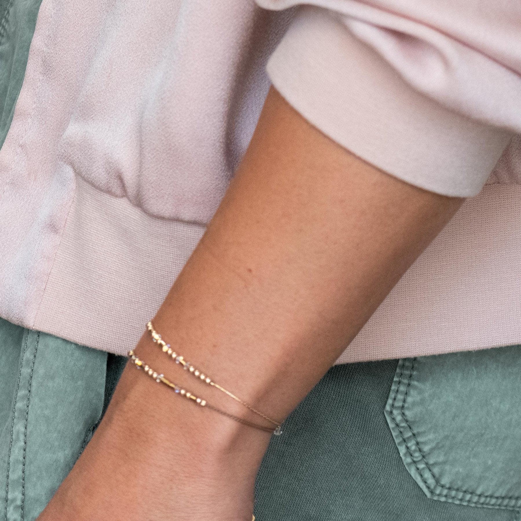 Isaiah 41:10 Morse Code Bracelet - Dainty 14K Gold & Silver Jewelry by Olivia Cactus