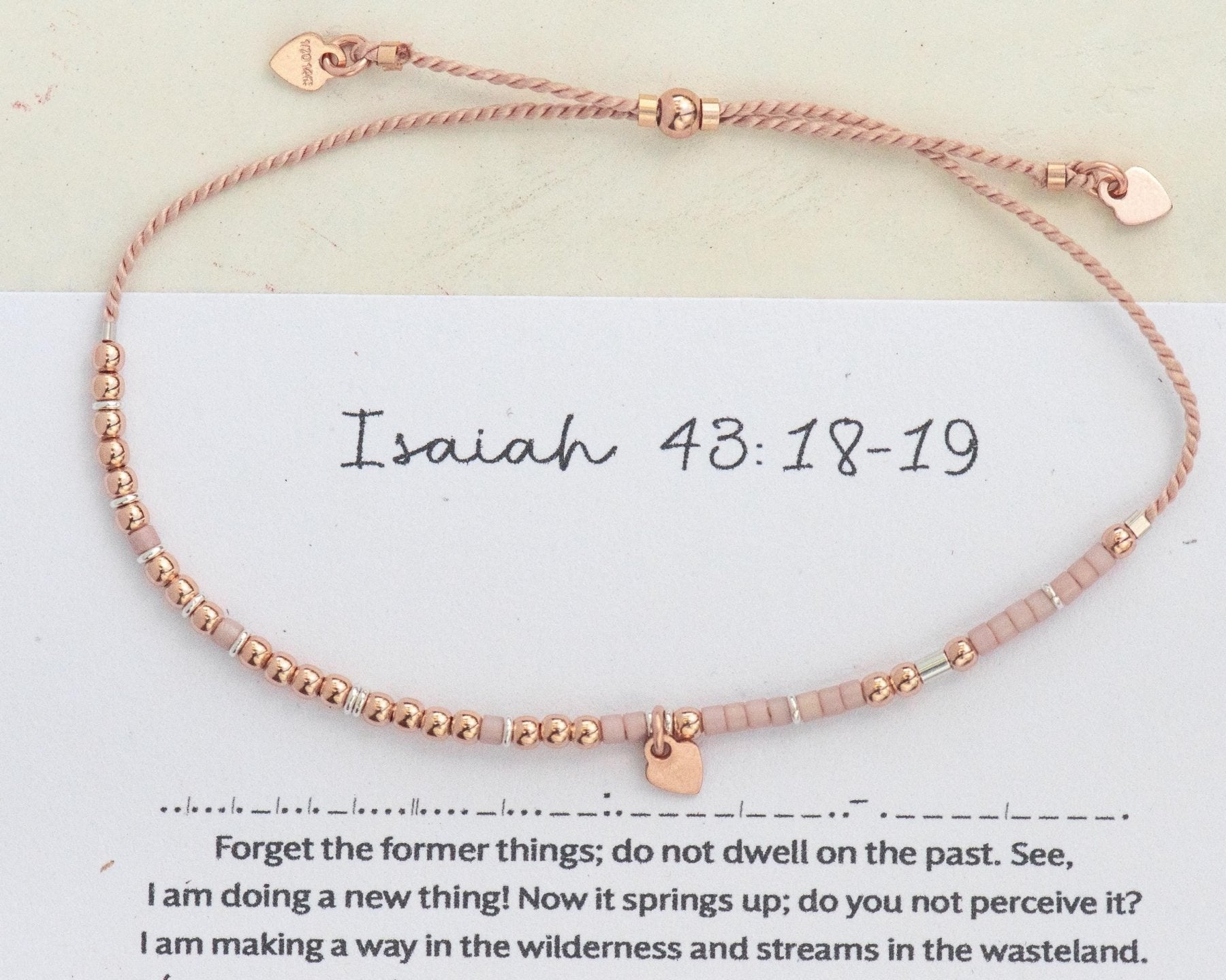 Isaiah 43:18 - 19 Morse Code Bracelet - Dainty 14K Gold & Silver Jewelry by Olivia Cactus