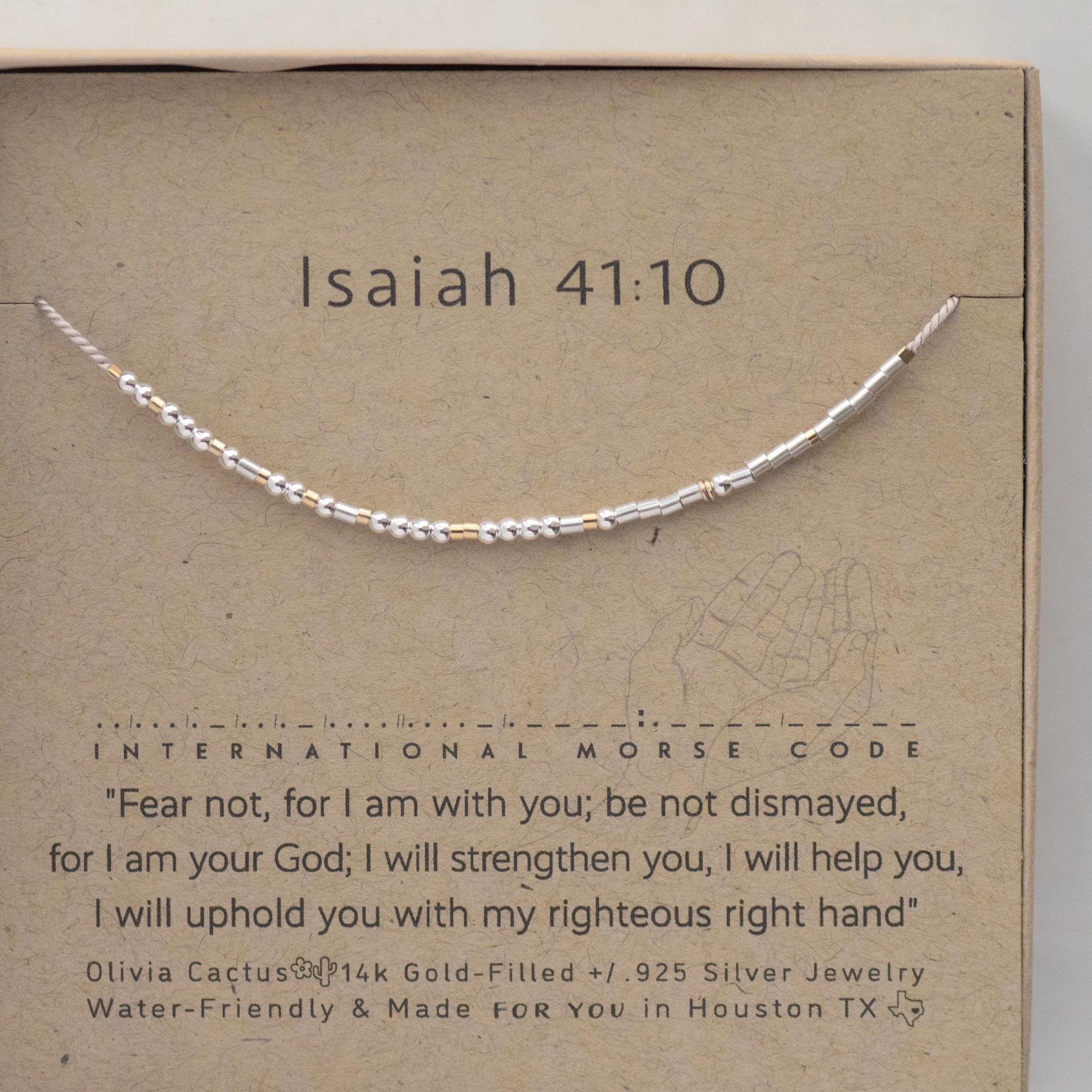 John 16:33 Morse Code Bracelet - Dainty 14K Gold & Silver Jewelry by Olivia Cactus