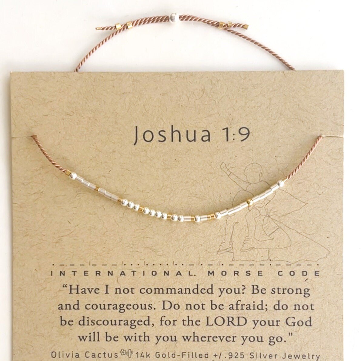 John 16:33 Morse Code Bracelet - Dainty 14K Gold & Silver Jewelry by Olivia Cactus