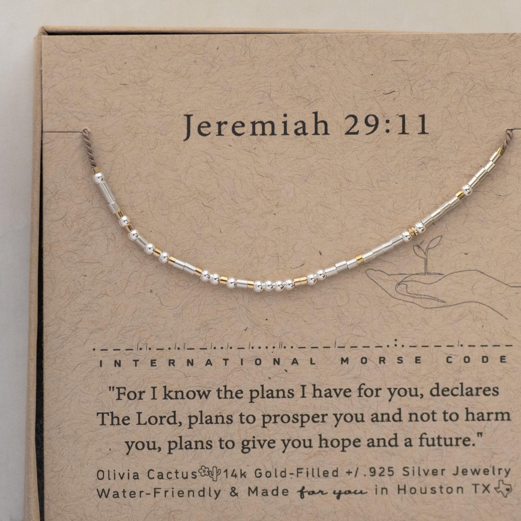 John 16:33 Morse Code Bracelet - Dainty 14K Gold & Silver Jewelry by Olivia Cactus