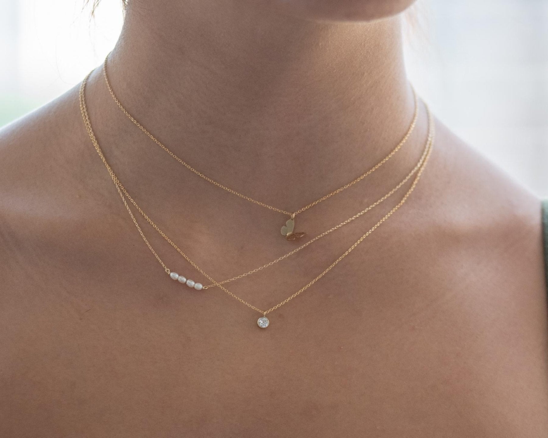 Little Pearls Dainty Gold Chain Necklace - Dainty 14K Gold & Silver Jewelry by Olivia Cactus