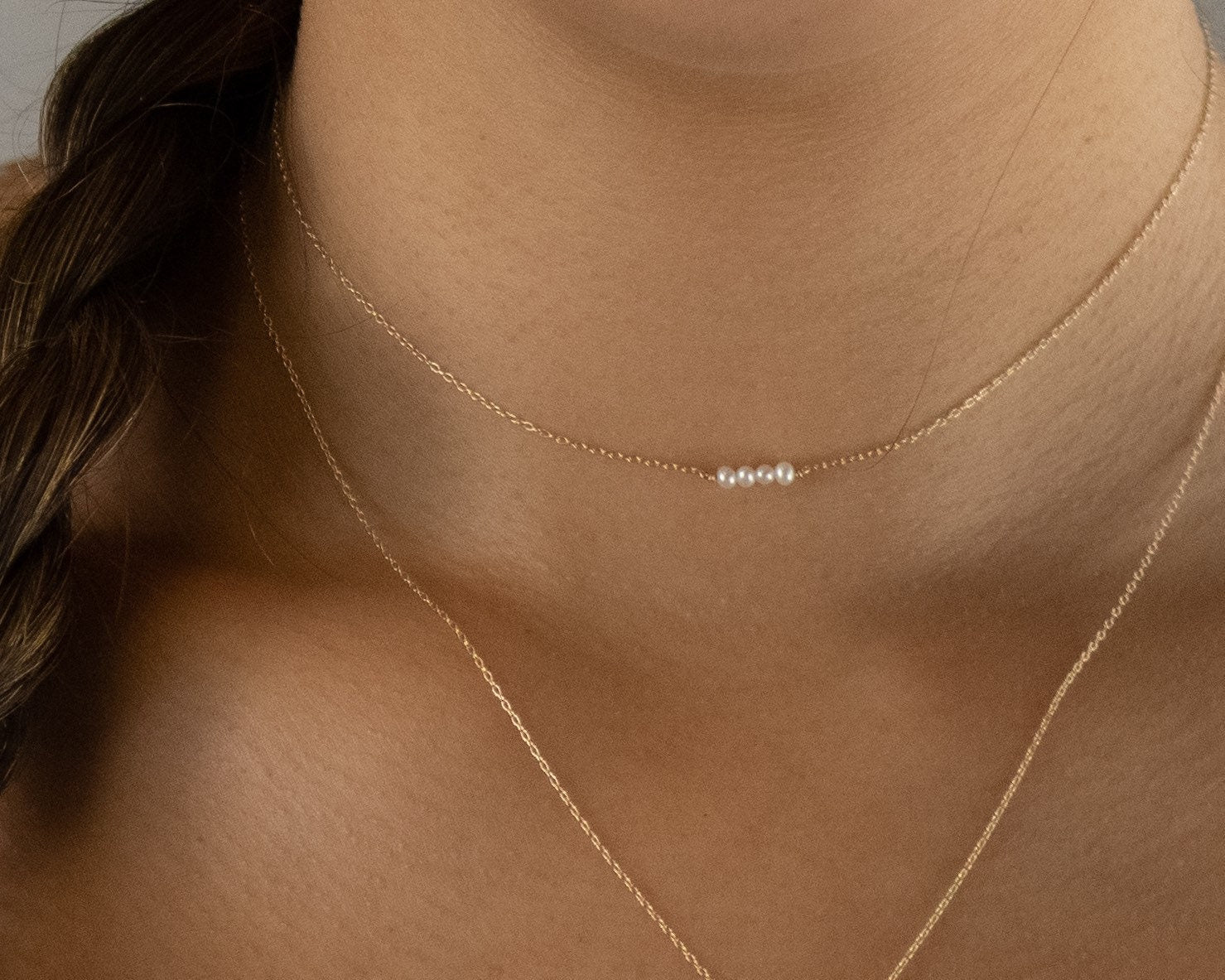 Little Pearls Dainty Gold Chain Necklace - Dainty 14K Gold & Silver Jewelry by Olivia Cactus