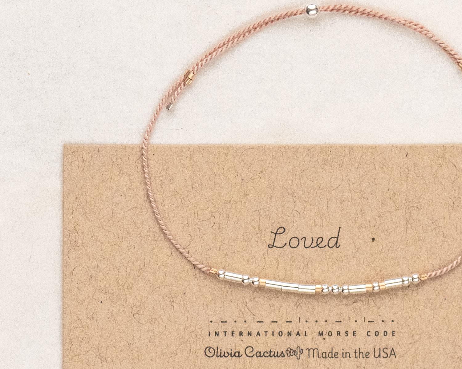 Loved Morse Code Bracelet - Dainty 14K Gold & Silver Jewelry by Olivia Cactus