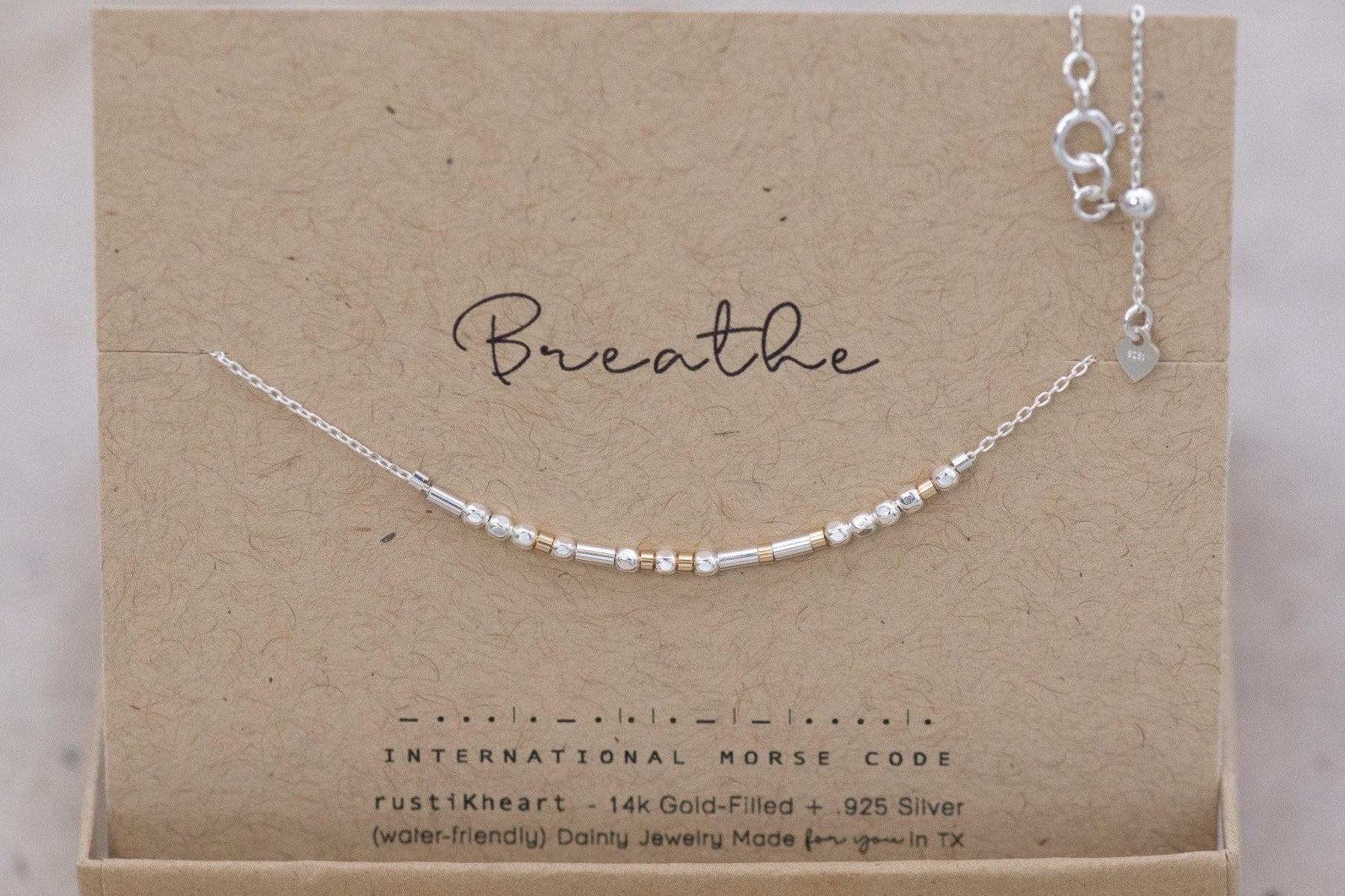 Loved Morse Code Necklace - Dainty 14K Gold & Silver Jewelry by Olivia Cactus