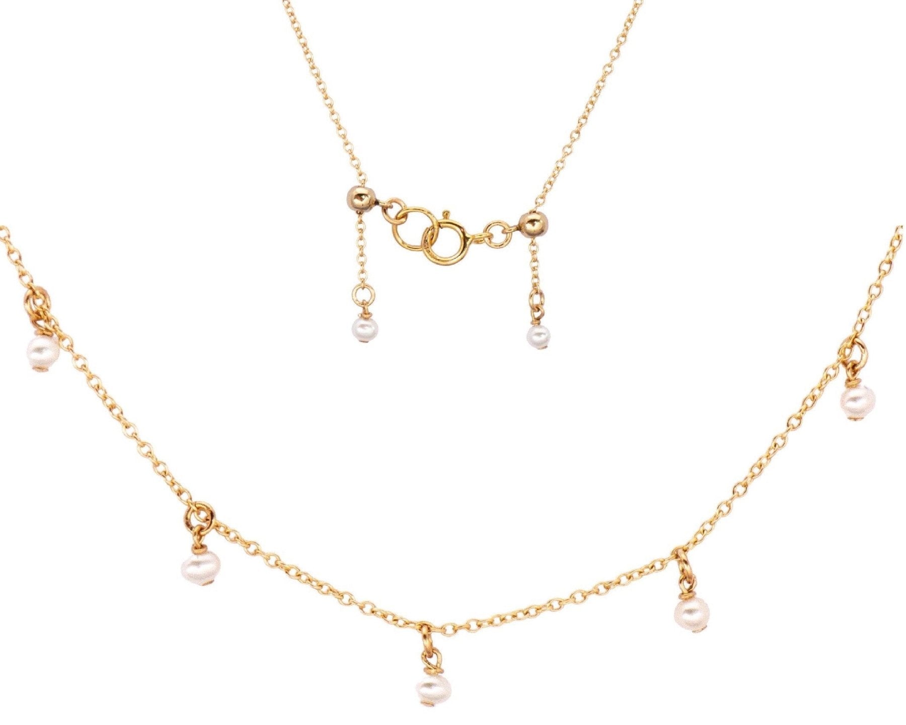 Macarena Tiny Pearls Necklace - Dainty 14K Gold & Silver Jewelry by Olivia Cactus