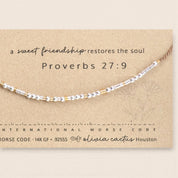 Matthew 11:28 Morse Code Bracelet - Dainty 14K Gold & Silver Jewelry by Olivia Cactus