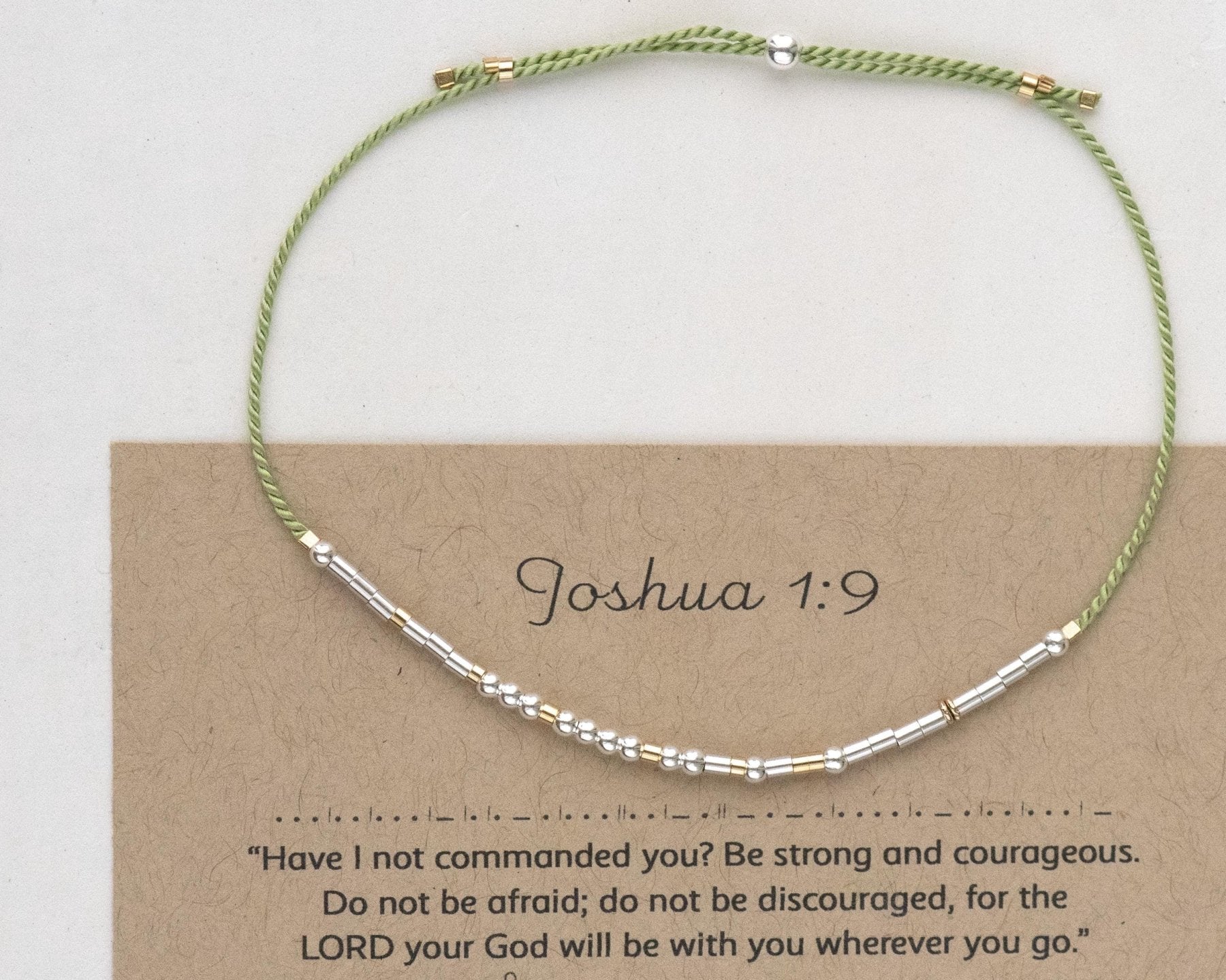Matthew 11:28 Morse Code Bracelet - Dainty 14K Gold & Silver Jewelry by Olivia Cactus