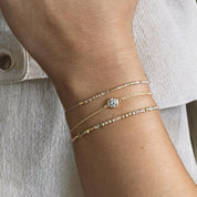 Morse Code Bracelet w/ Swarovski Crystals - Dainty 14K Gold & Silver Jewelry by Olivia Cactus
