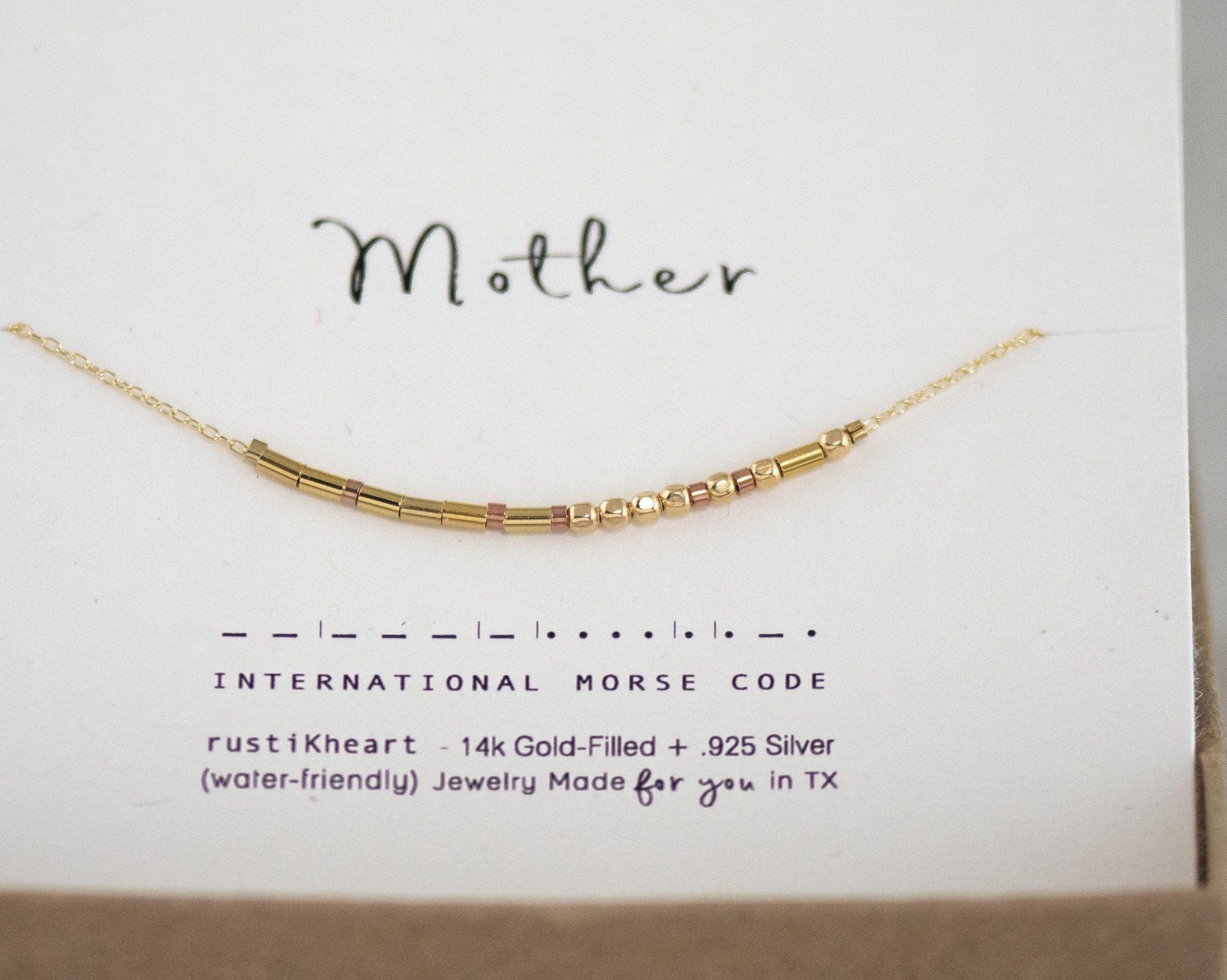 Mother Morse Code Necklace Morse and Dainty Jewelry by Olivia Cactus