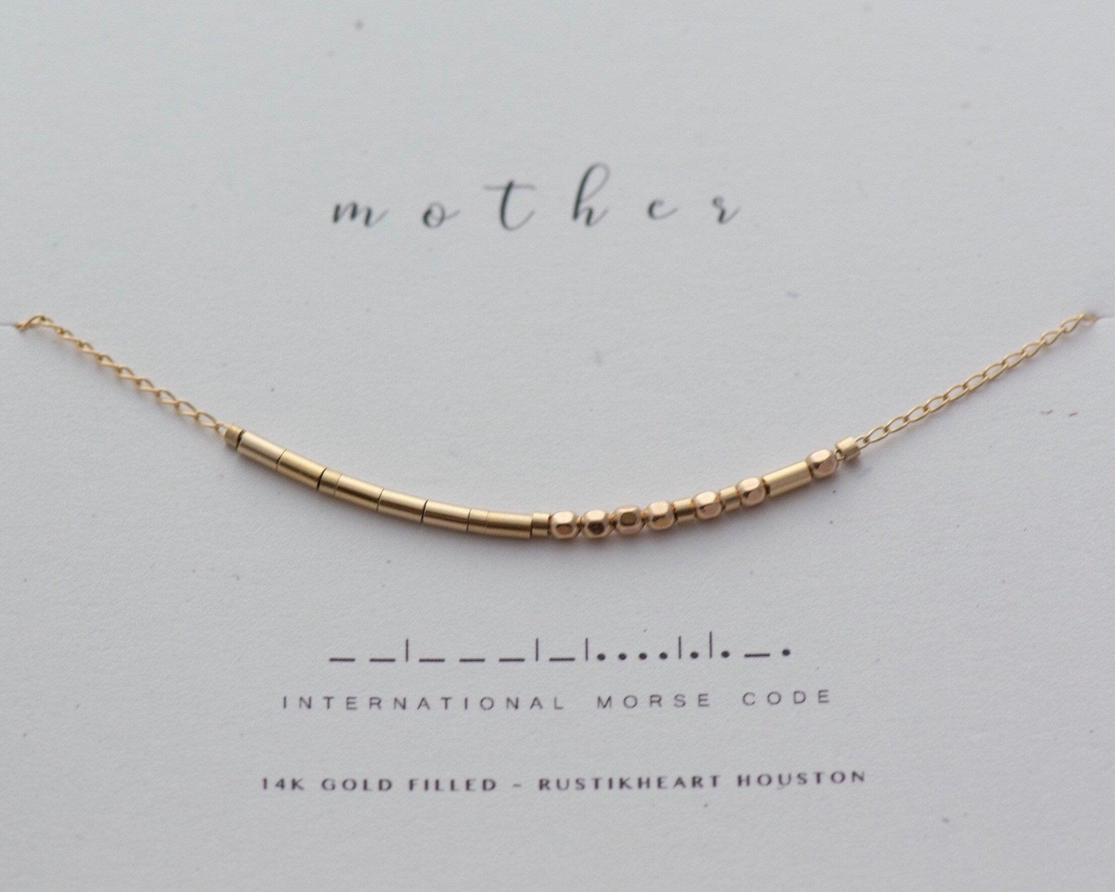 Mother Morse Code Necklace Morse and Dainty Jewelry by Olivia Cactus