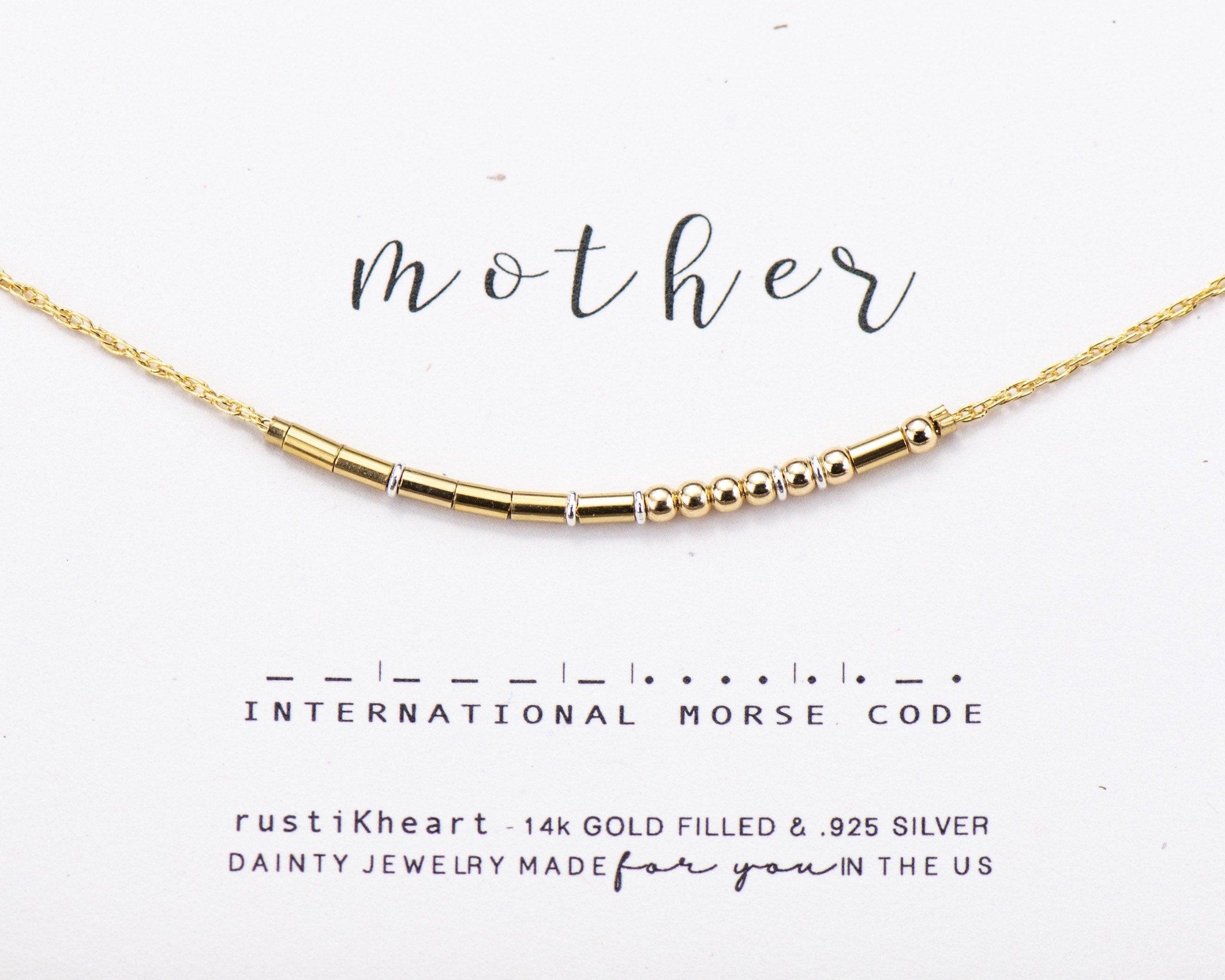 Mother Morse Code Necklace Morse and Dainty Jewelry by Olivia Cactus