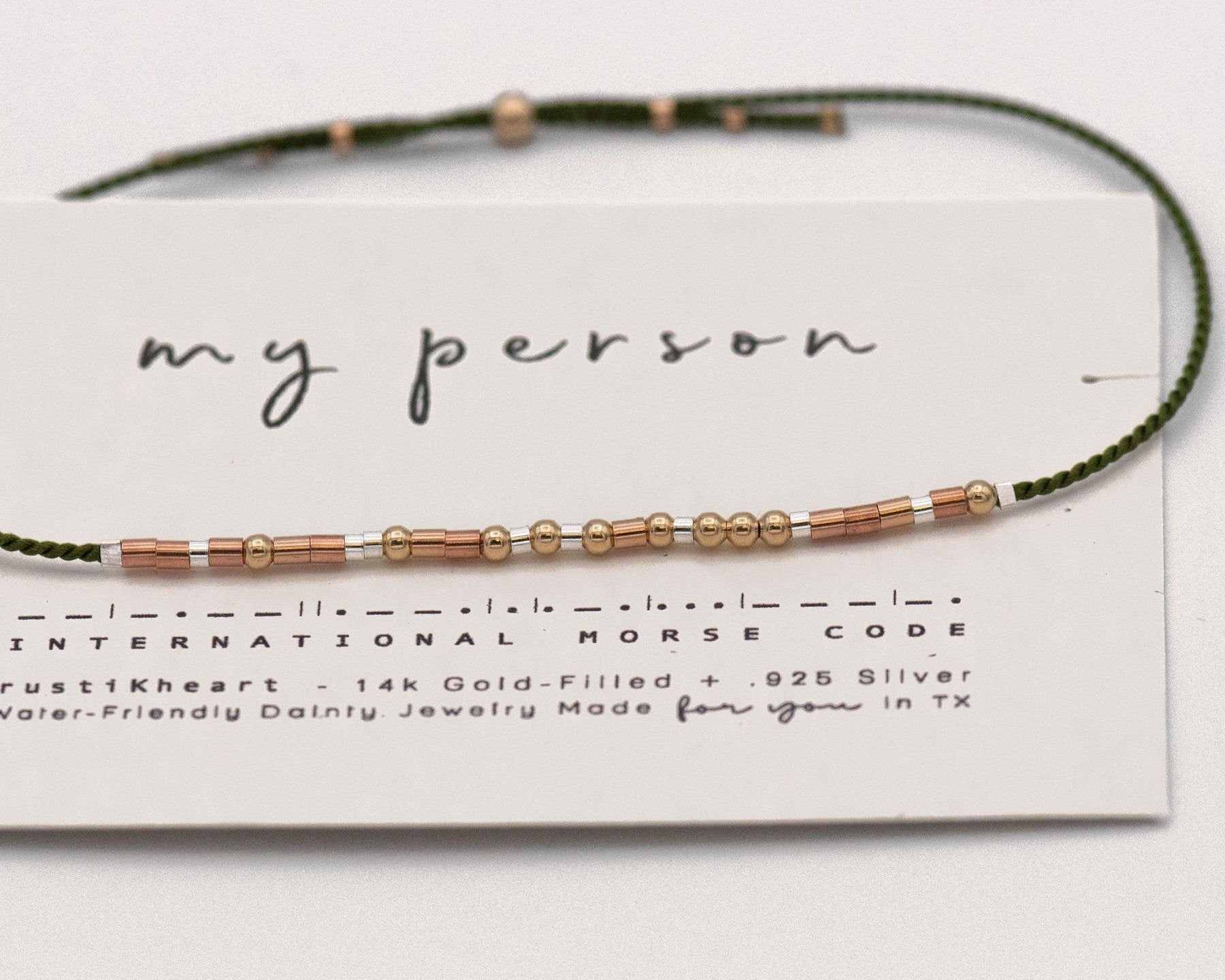 My Person Morse Code Bracelet - Dainty 14K Gold & Silver Jewelry by Olivia Cactus