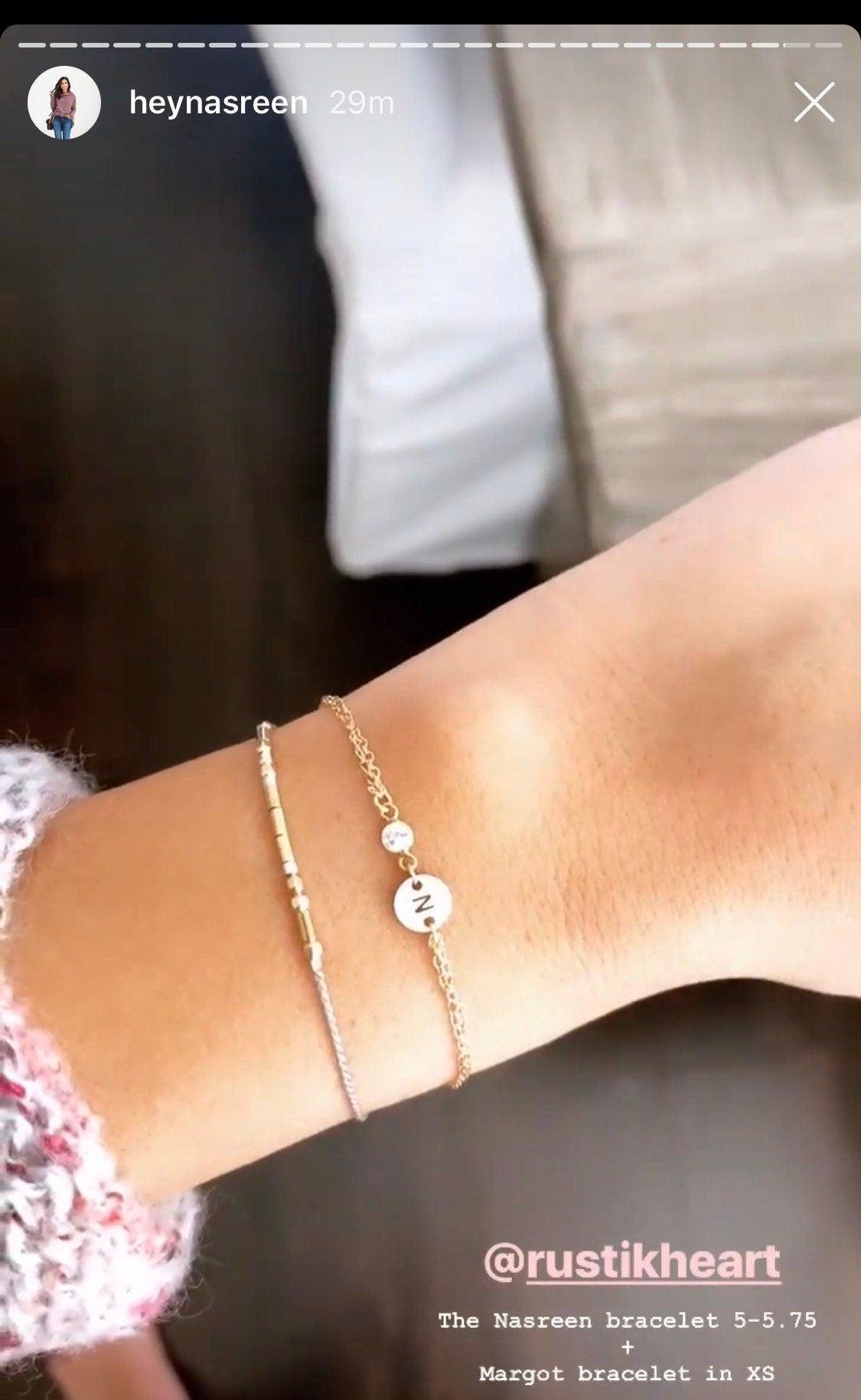 Nasreen Bracelet • Gold Initial Bracelet Morse and Dainty Jewelry by Olivia Cactus