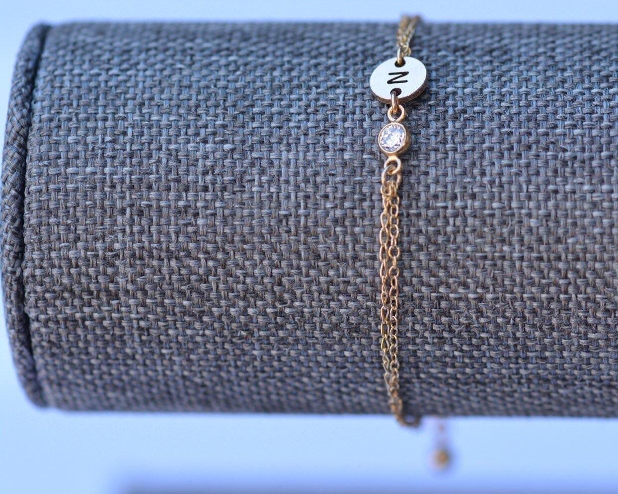 Nasreen Bracelet • Gold Initial Bracelet Morse and Dainty Jewelry by Olivia Cactus