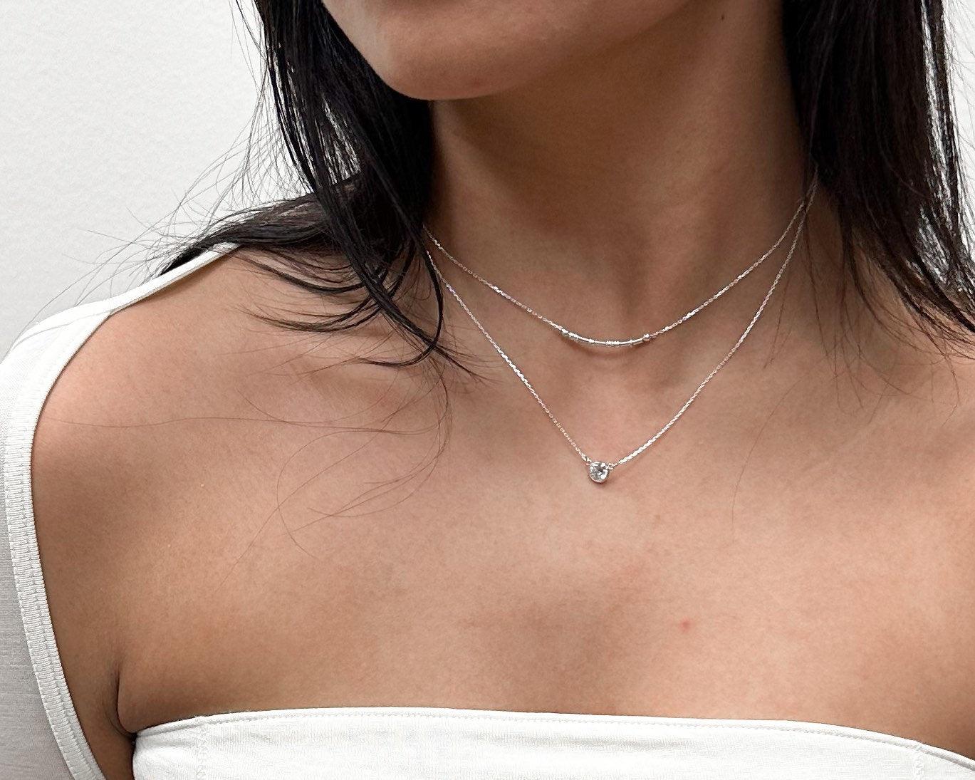 Nasreen Necklace, Silver Morse and Dainty Jewelry by Olivia Cactus