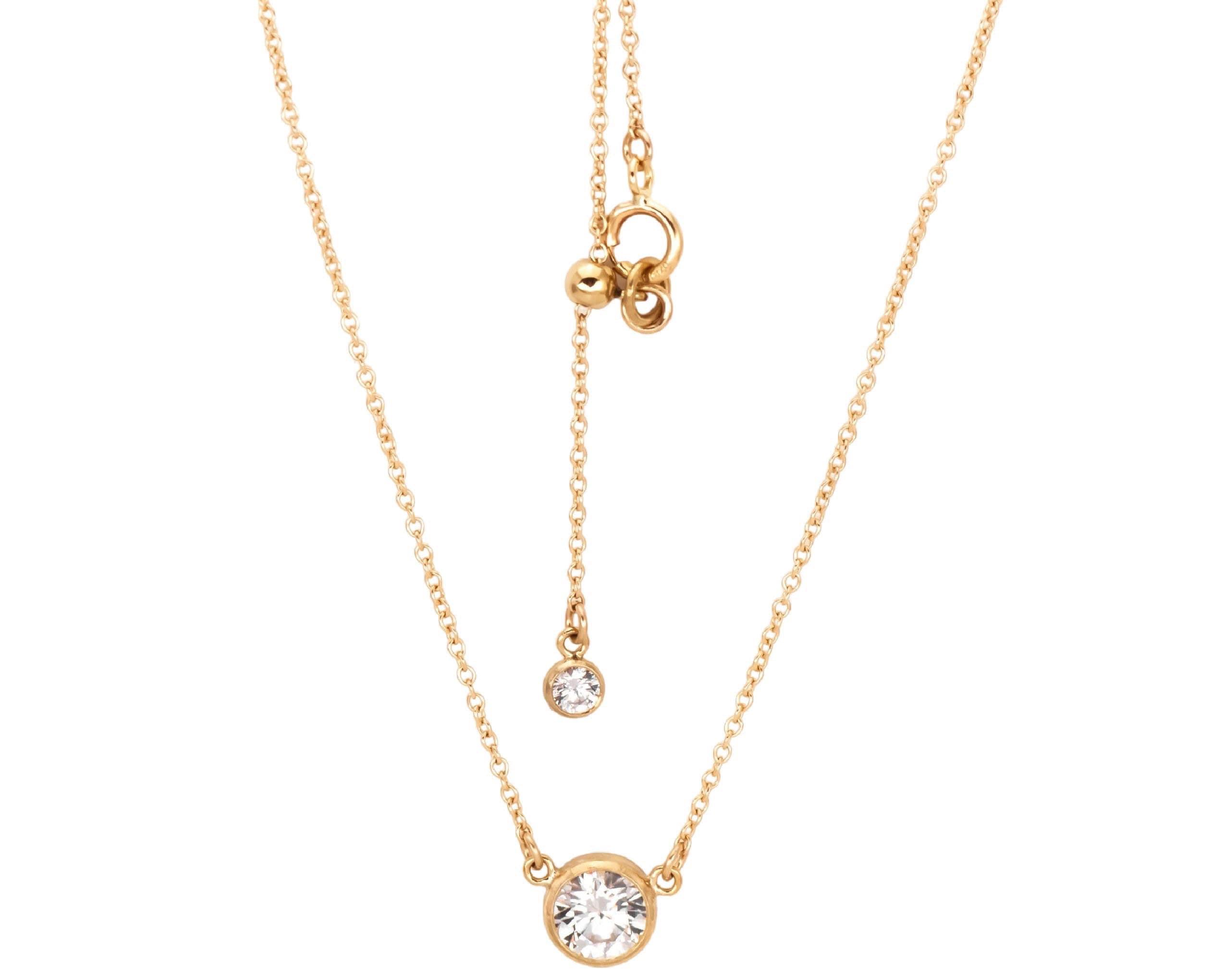 Nasreen Necklace, Solitaire Diamond Cut CZ on Gold Chain Morse and Dainty Jewelry by Olivia Cactus