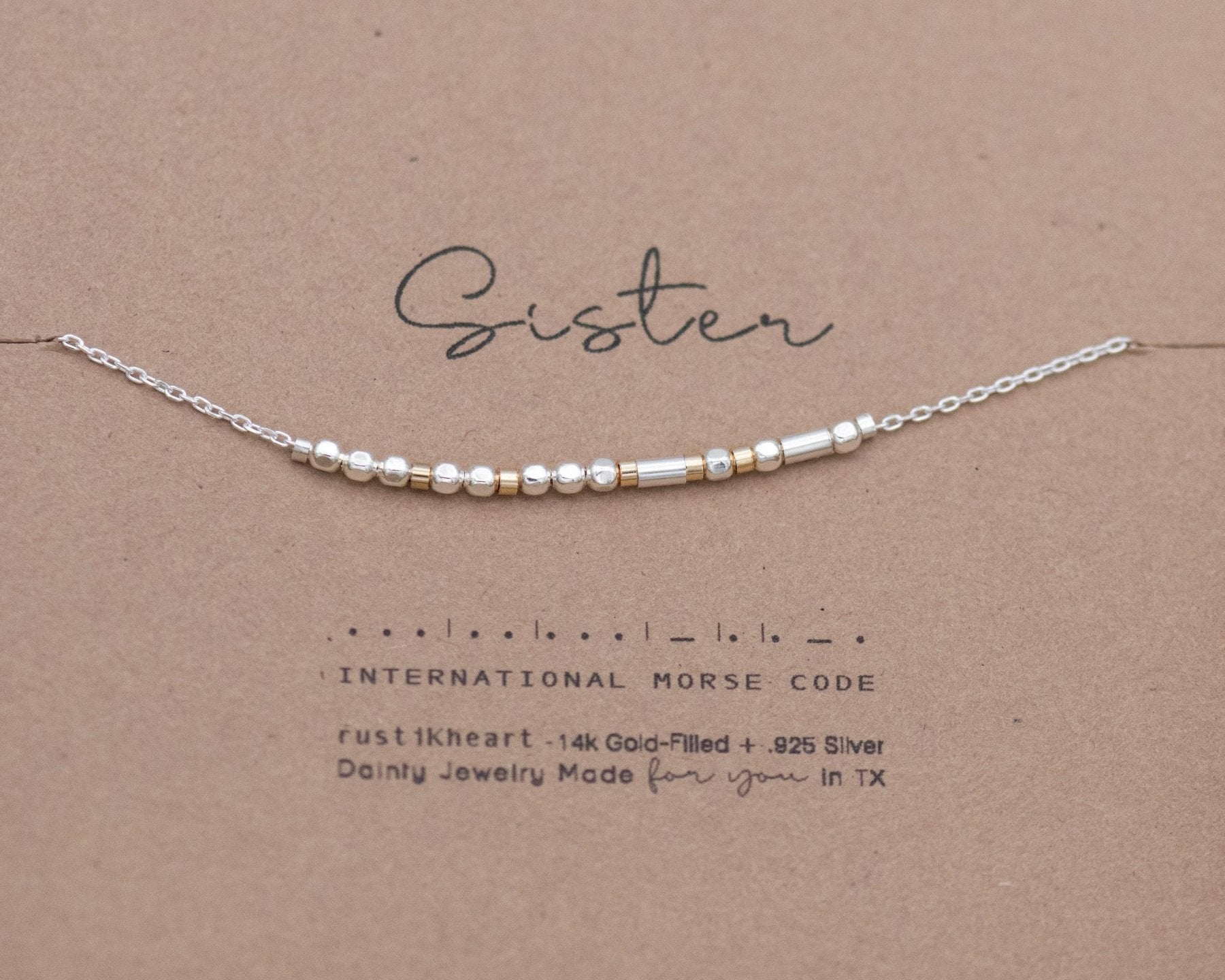 Philippians 4:6 - 7 Morse Code Necklace - Dainty 14K Gold & Silver Jewelry by Olivia Cactus