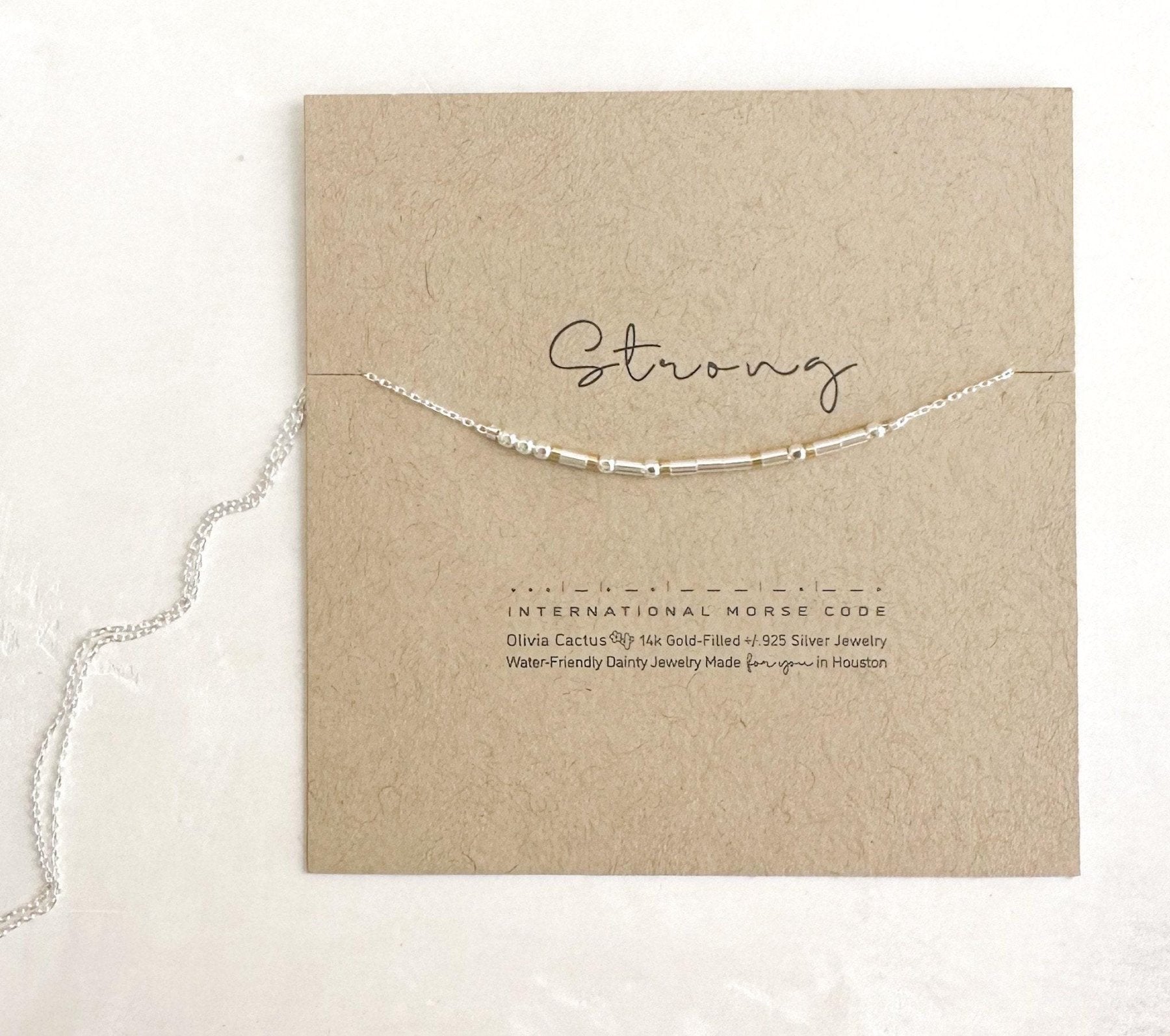 Philippians 4:6 - 7 Morse Code Necklace - Dainty 14K Gold & Silver Jewelry by Olivia Cactus